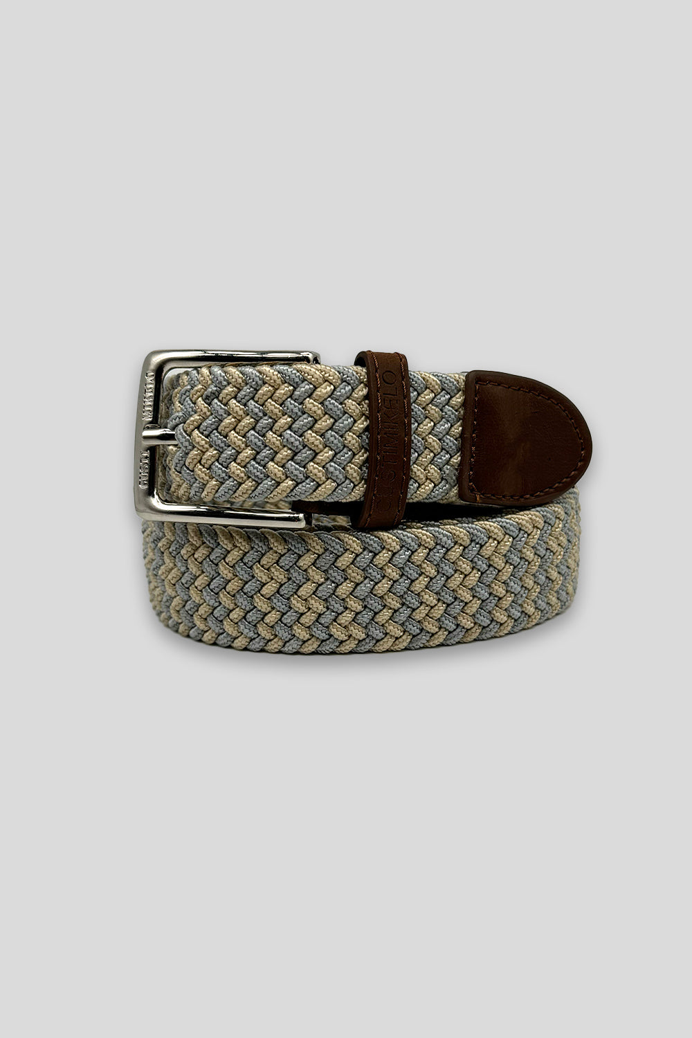 Cinturón trenzado gris/beige