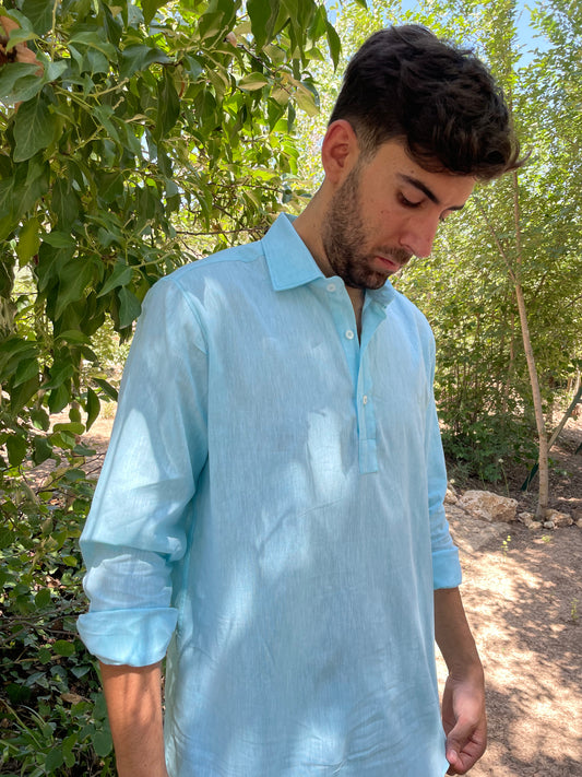 Polera Lino Agua Marina