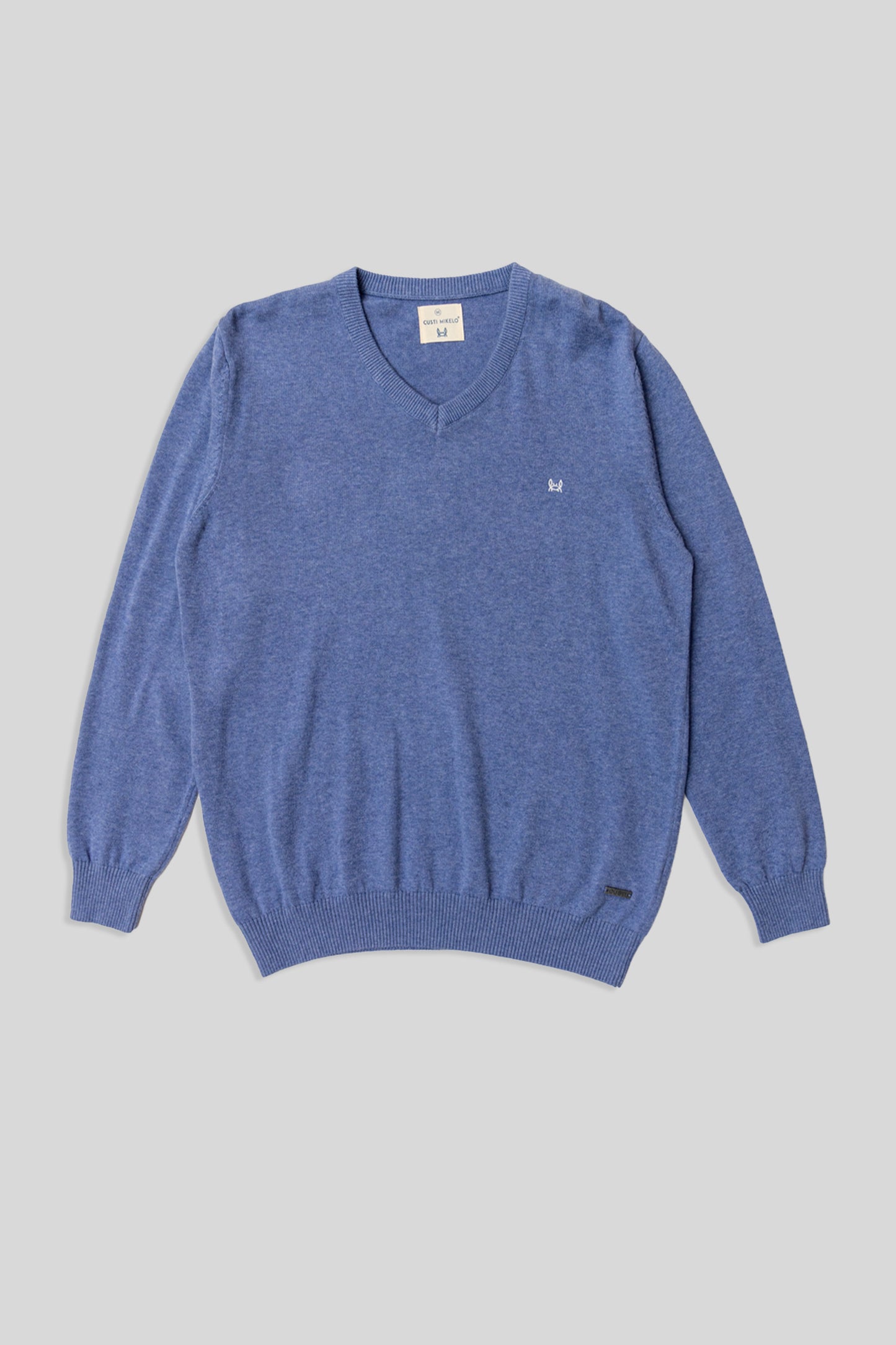 Jersey Básico Cuello Pico Azul Medio