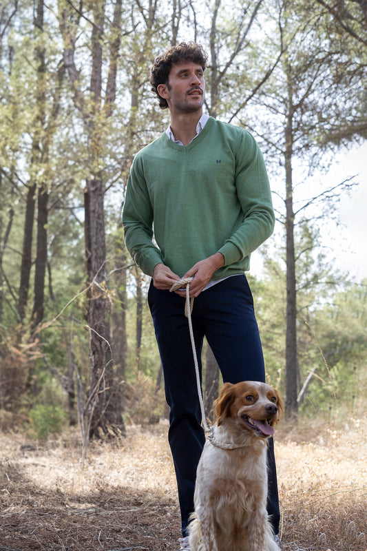 Jersey Básico Cuello Pico Verde Medio