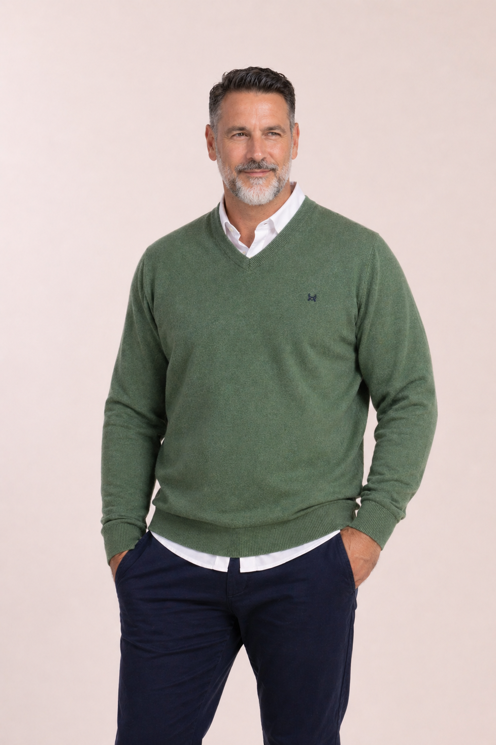 Jersey Básico Cuello Pico Verde Medio