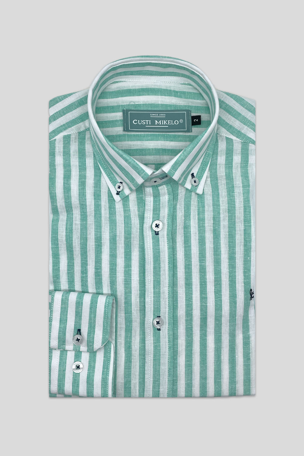 Camisa Rayas Lino Verde | Baza