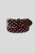 Cinturón trenzado Rojo-Beige-Marino | 26