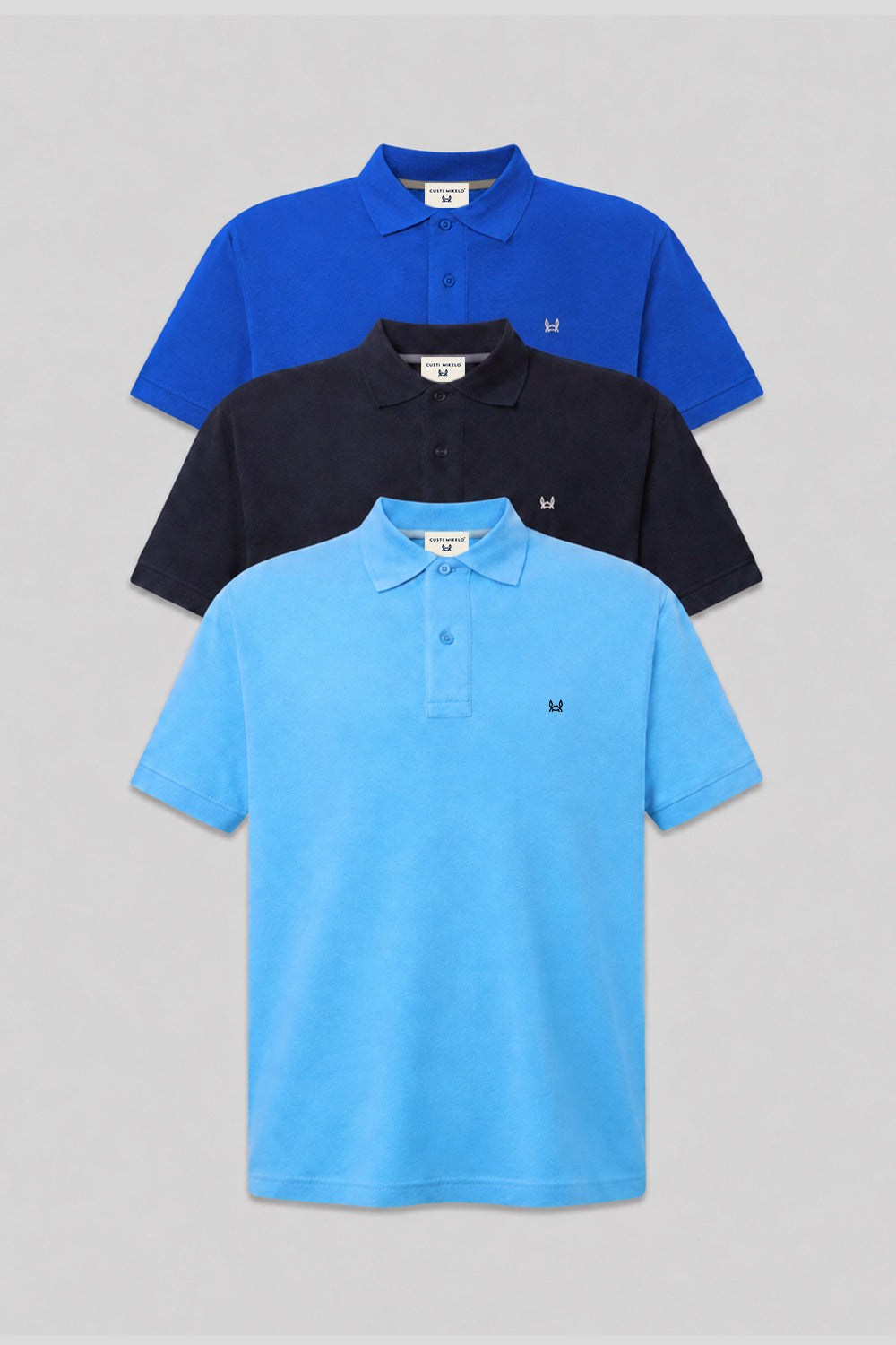 3Pack polo manga corta | Tinta-Marino-Celeste