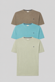 3Pack camiseta manga corta | Kaki-Verde Azulado-Verde Pastel