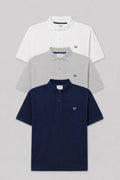 3Pack polo manga corta | Blanco-Gris-Marino