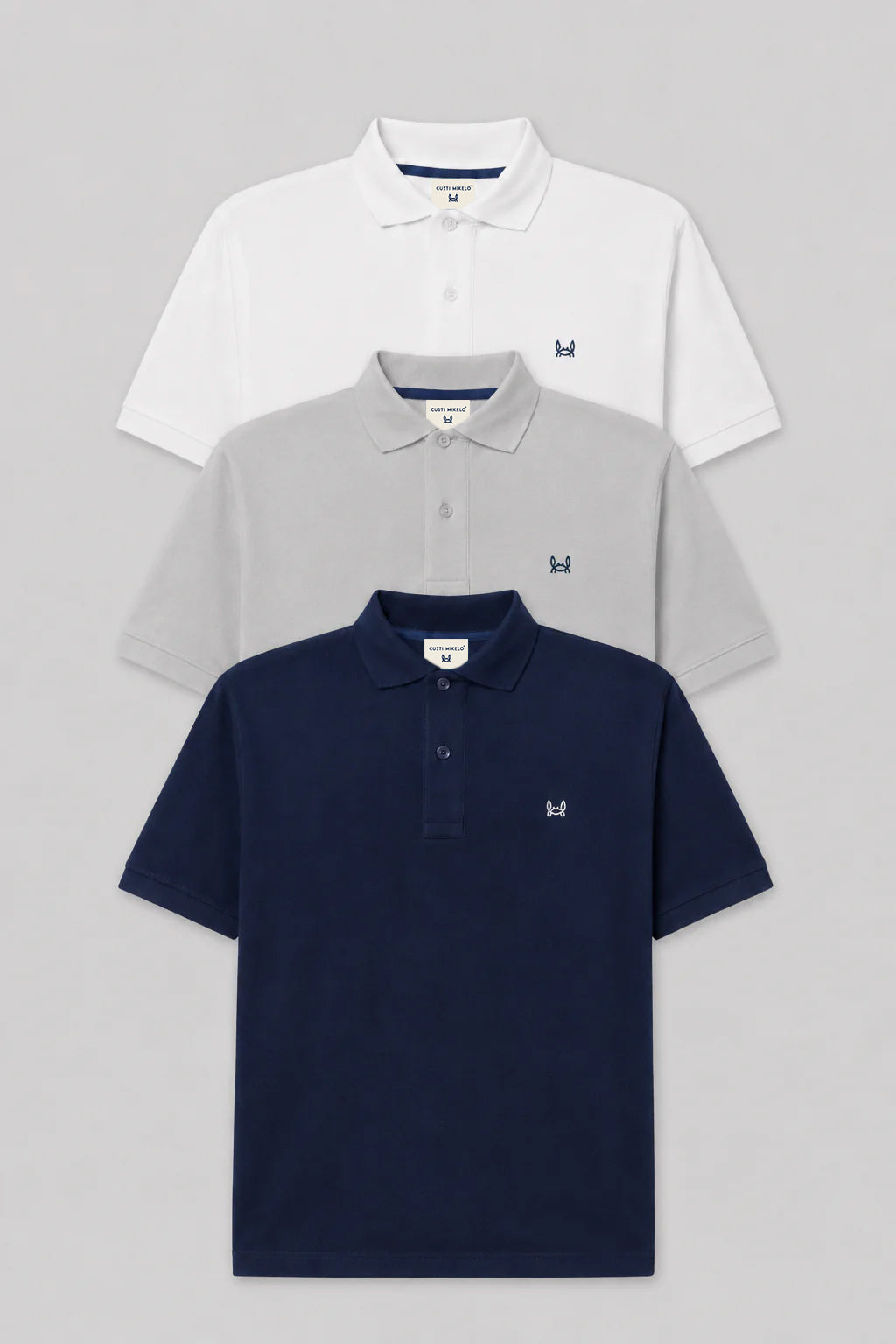 3Pack polo manga corta | Blanco-Gris-Marino