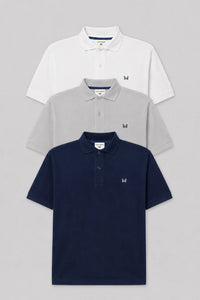 3Pack polo manga corta | Blanco-Gris-Marino