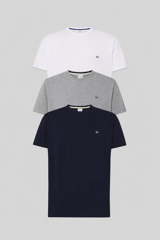 3Pack camiseta manga corta | Blanco-Gris-Marino