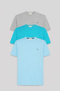 3Pack camiseta manga corta | Gris-Turquesa-Celeste