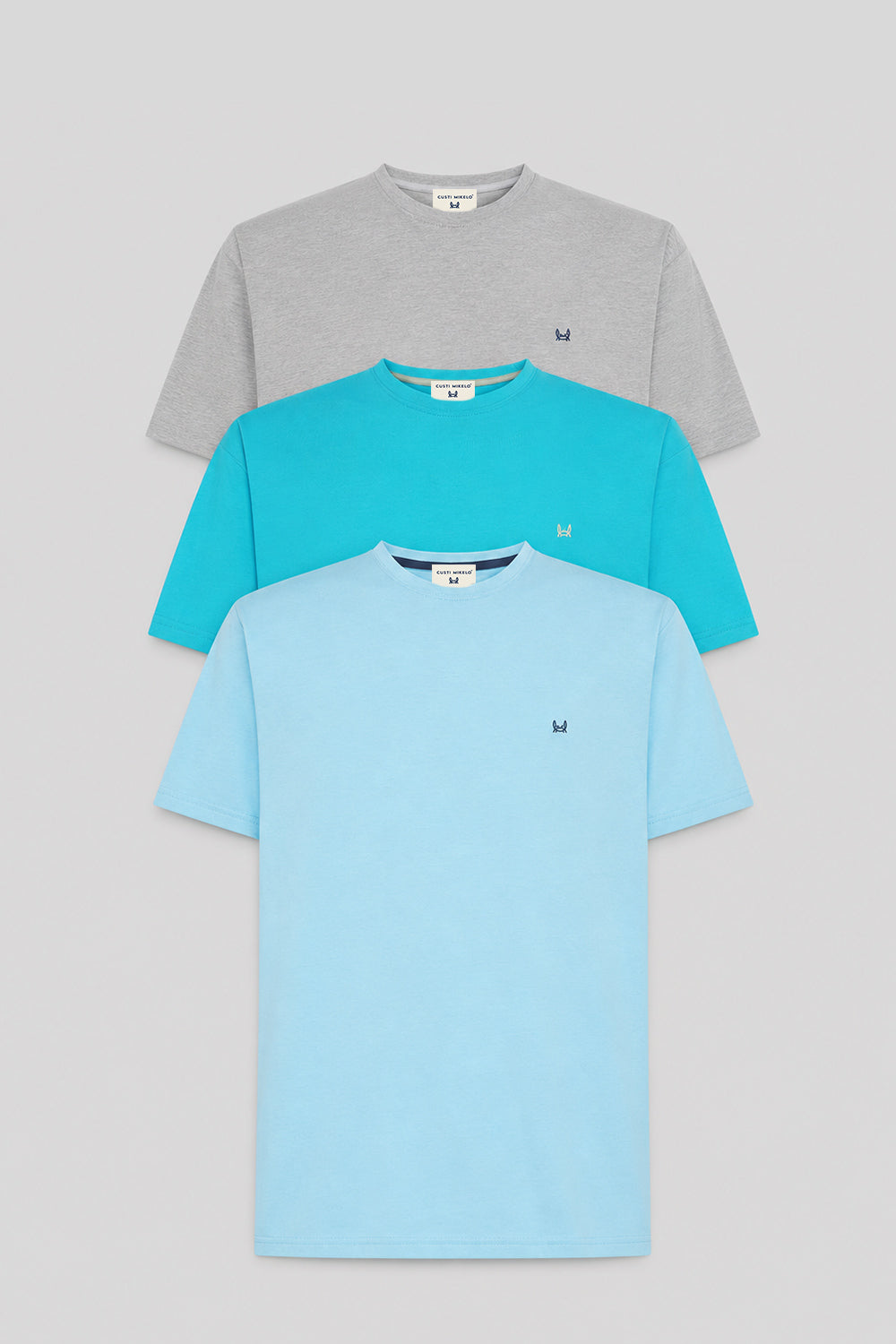 3Pack camiseta manga corta | Gris-Turquesa-Celeste