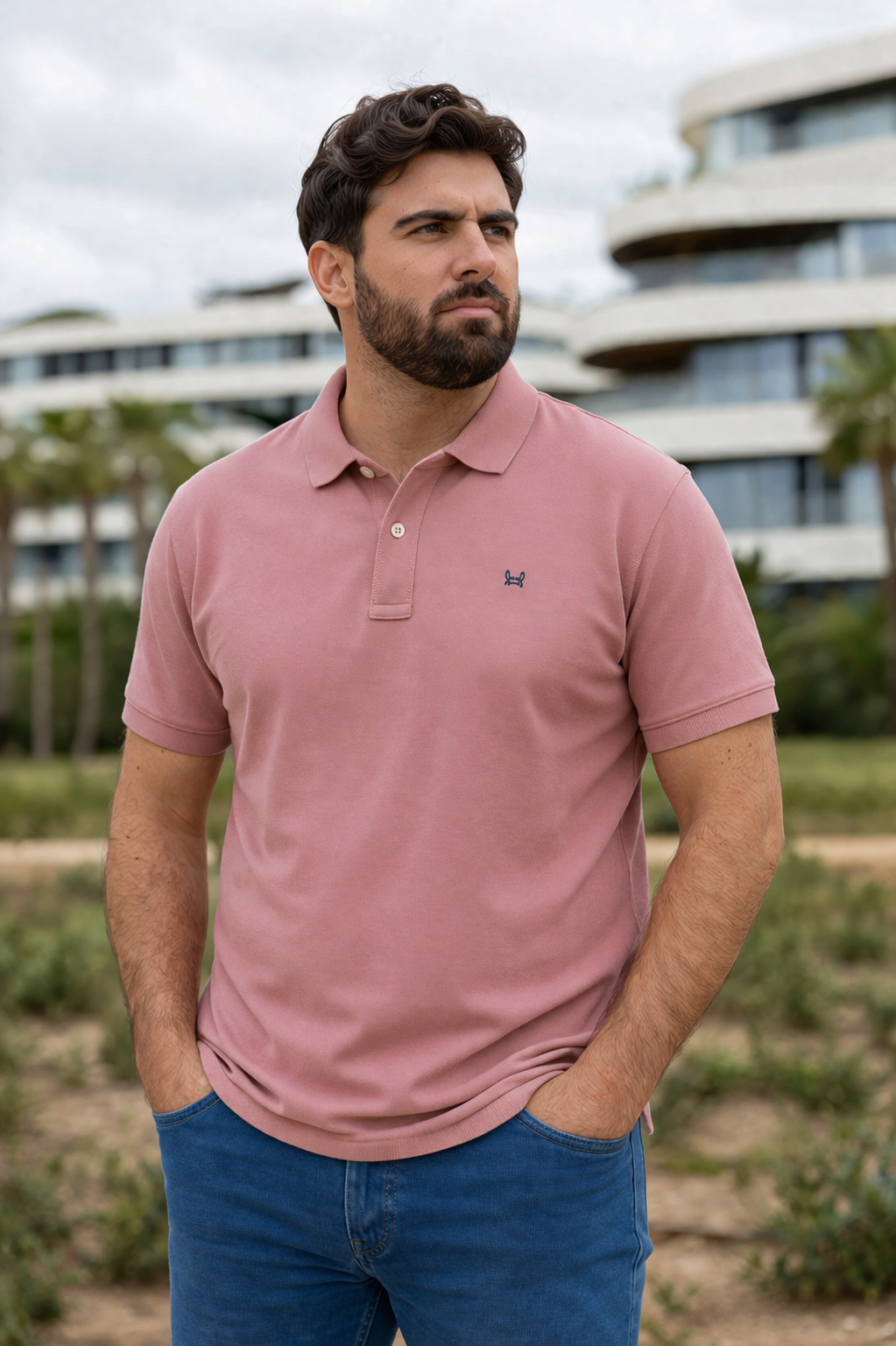 Polo Básico Manga Corta Rosa Maquillaje