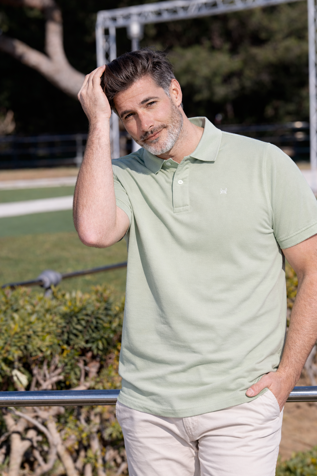 Polo Básico Manga Corta Verde Oliva