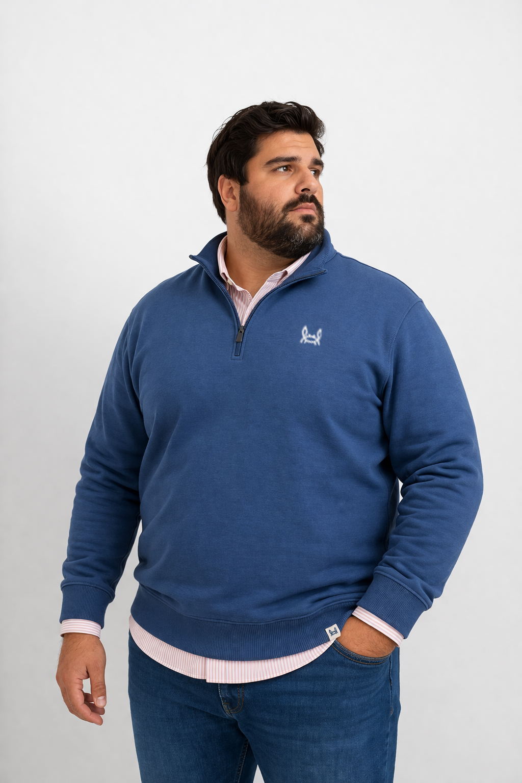 Sudadera Media Cremallera Azul