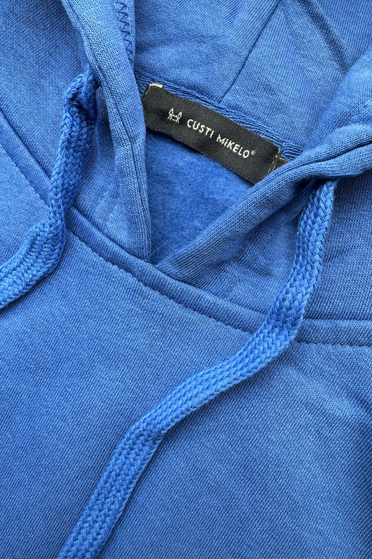Sudadera Capucha Parche Azul Tinta