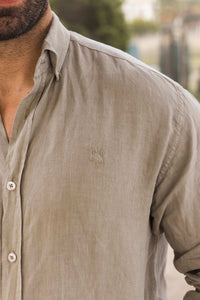 Camisa Lino Verde Militar | Lanzarote