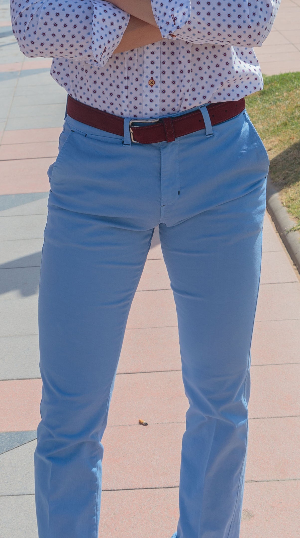 Pantalón Chino Elástico Azul Celeste