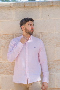 Camisa Lino Rayas Rosa | Gijón