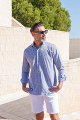 Camisa Lino Gris Azulado | Ibiza