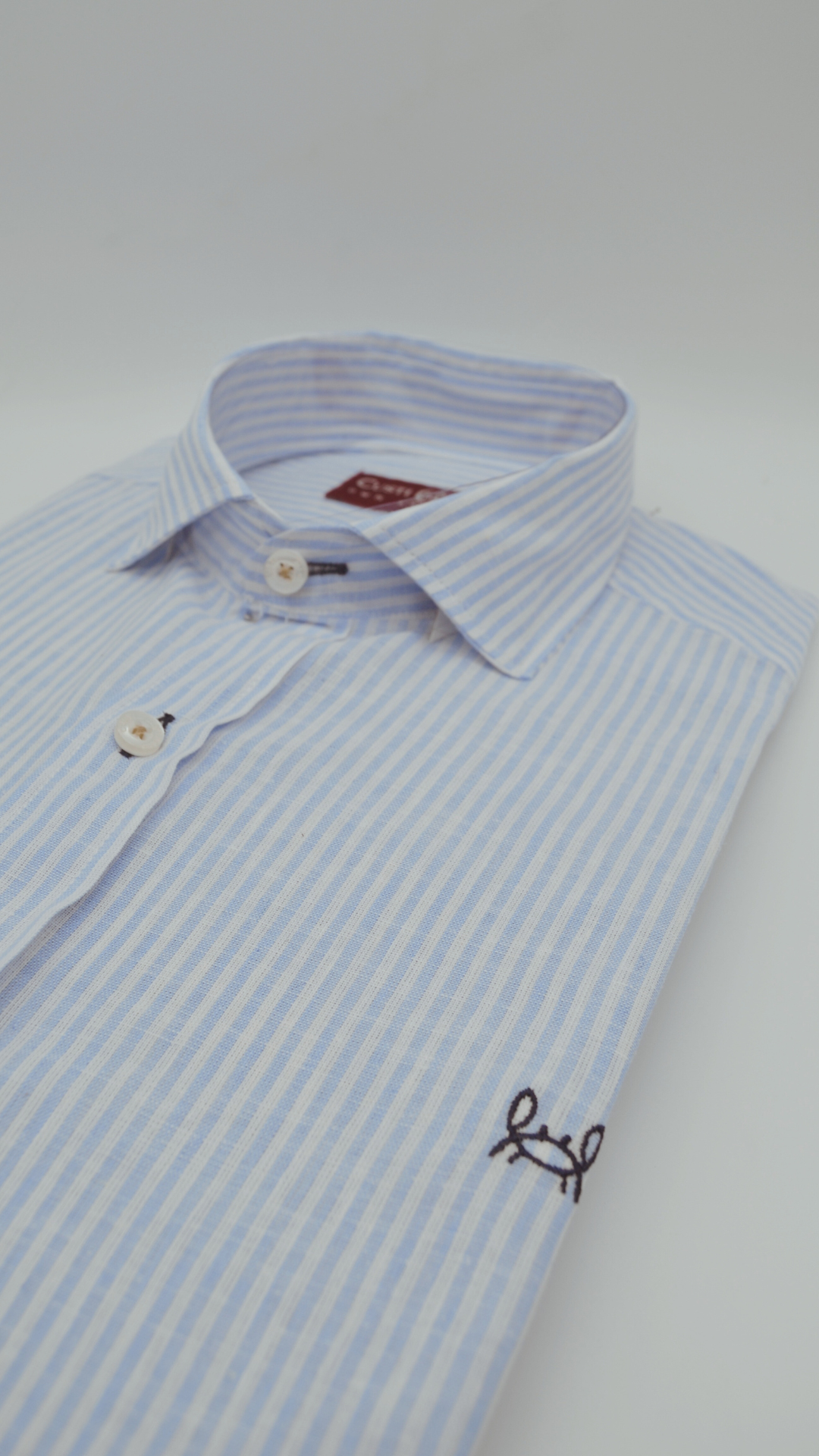 Camisa Rayas Lino Celeste | Gijón