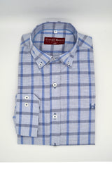 Camisa Celeste Cuadro Azul Marino | Madrid
