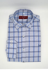 Camisa Celeste Cuadro Azul Marino | Madrid