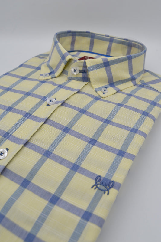Camisa Amarillo Cuadro Azul | Madrid
