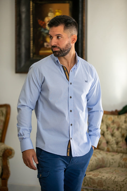 Camisa Cuadro Vichy Azul Celeste