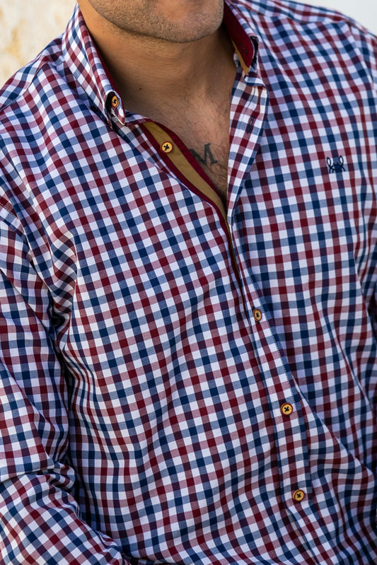 Camisa Cuadro Granate Marino | Motril